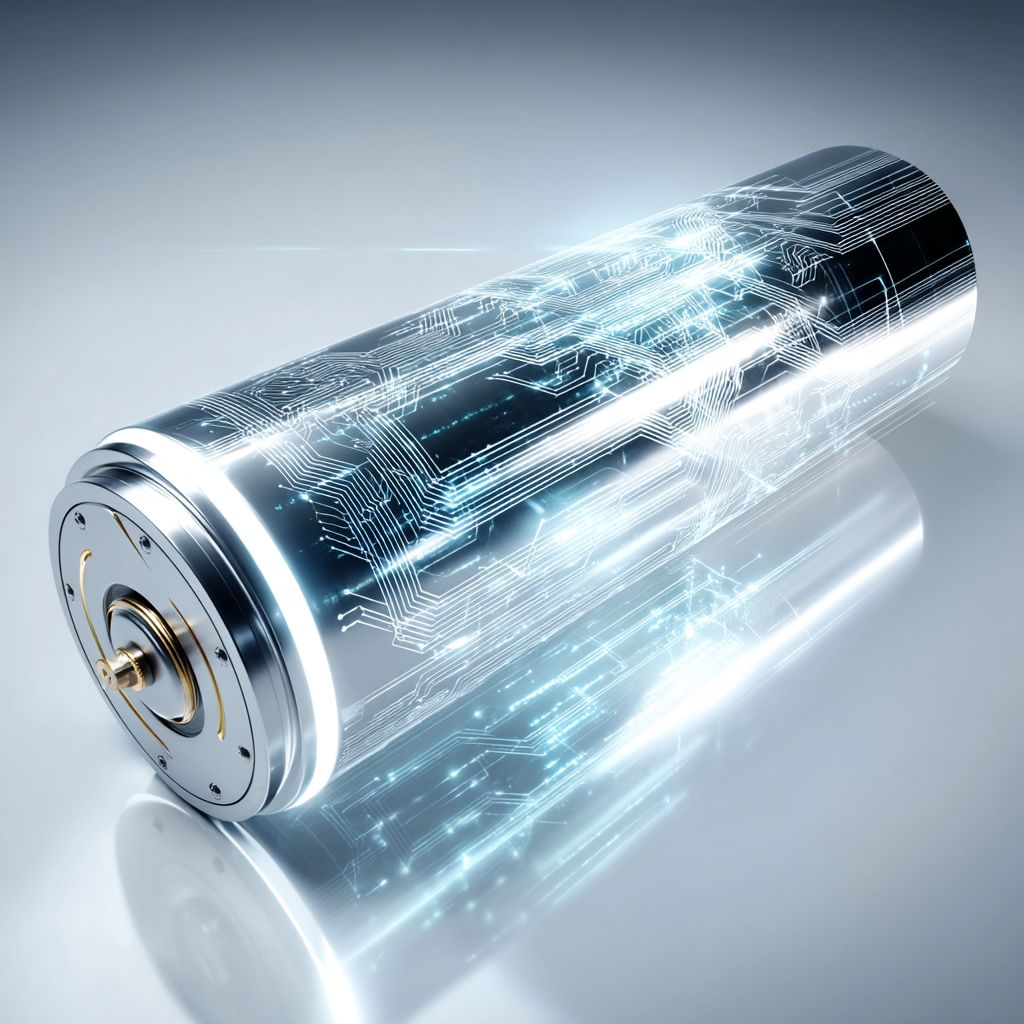 Künstlerische Darstellung einer Lithium-Ionen-Feststoffbatterie